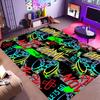 Tappeto a Tema Controller di Gioco Graffiti da Strada, Tappetino Decorativo Antiscivolo con Slogan al Neon "Gioca Ora" per Stanza dei Giochi, Camera da Letto