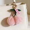 Cherry Rex Rabbit Fur Keychain Pendant - Stylish Plush Accessory for Women's Bags & Cars, Couple Style