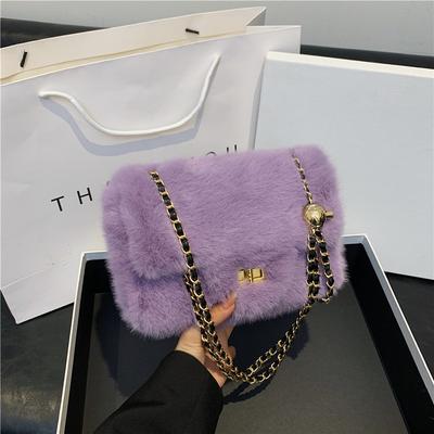 Borsa di Pelliccia alla Moda Autunno e Inverno, Borsa a Catena, Borsa a Mano e a Spalla a Tracolla