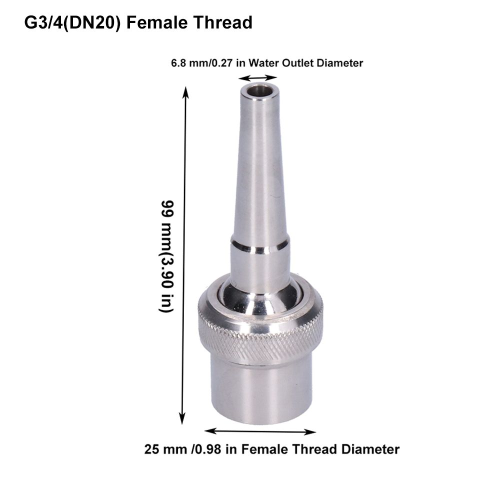 Stainless Steel Fountain Nozzle Silver Easy Installation Fountain Spray Head Adjustable G3/4 Female Thread