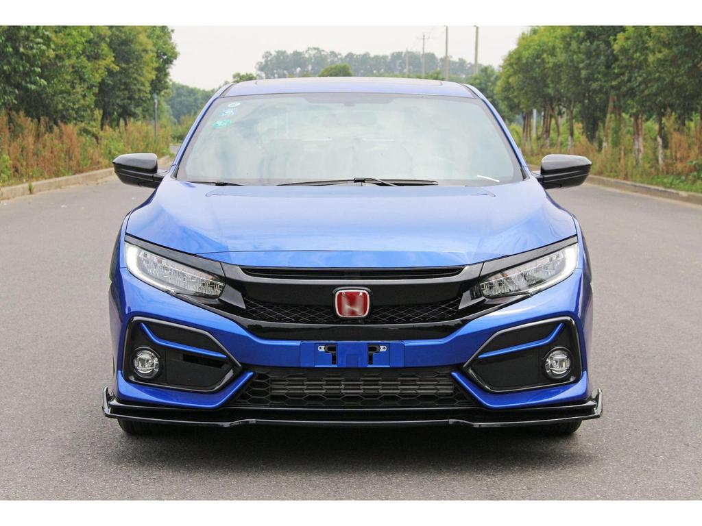 Glossy Black TR Grille & Body Kit for 2016 Civic Type R: Includes Rear Wing, Front Splitter, and Side Skirts.