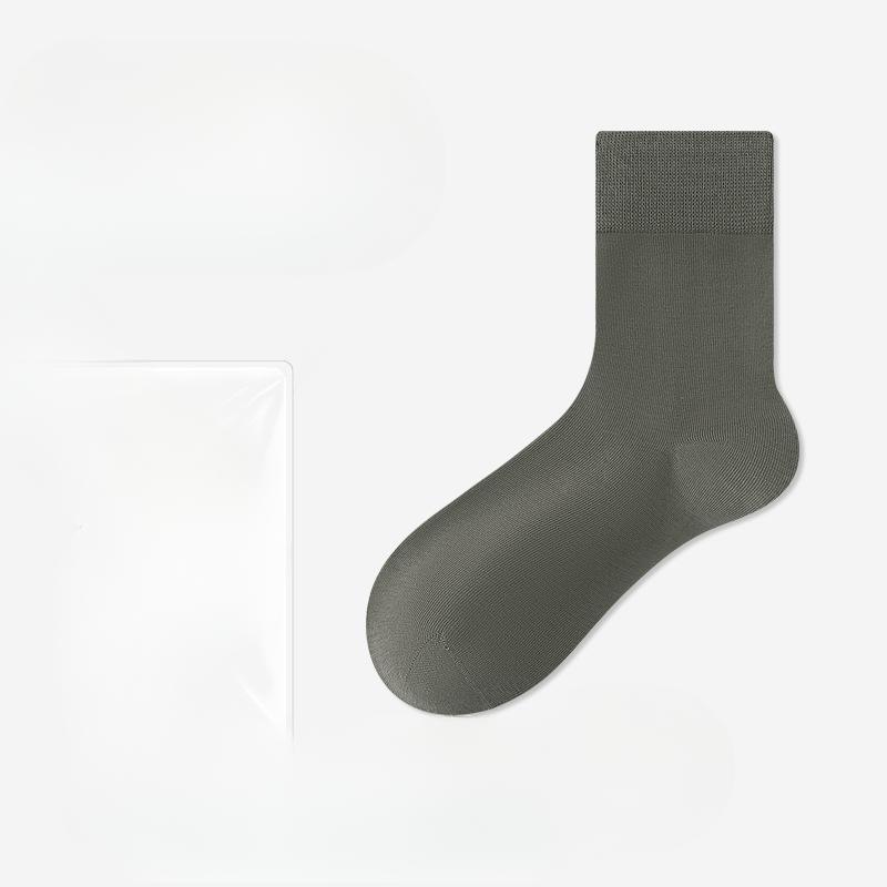 Men's Spring and Autumn Business Pure Color Cotton Deodorant Sweat Absorption Breathable Boneless Tube Socks