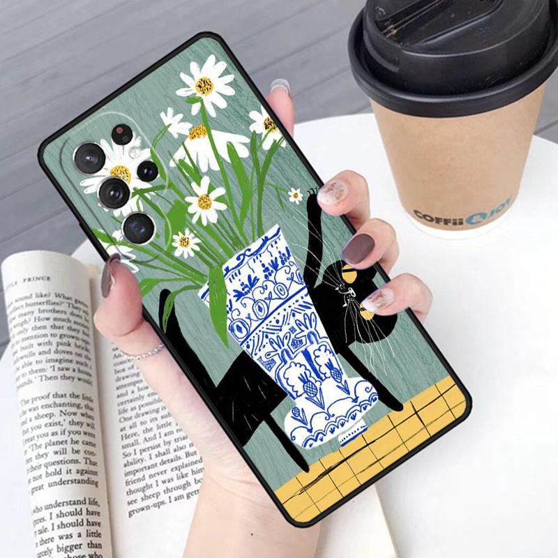 Black Cat phone case Cover For Samsung Galaxy S24 S25 Ultra S21 S22 Ultra S10E Note 10 Plus Note 20 FE S23