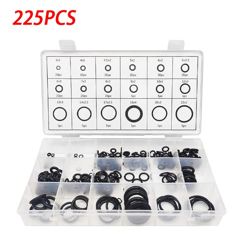 225PCS Universal Rubber O Rings Gaskets with 4pcs Tools Sealing Rubber Bands O-Rings Repair Kit for Faucet Pipe Car Plumbing