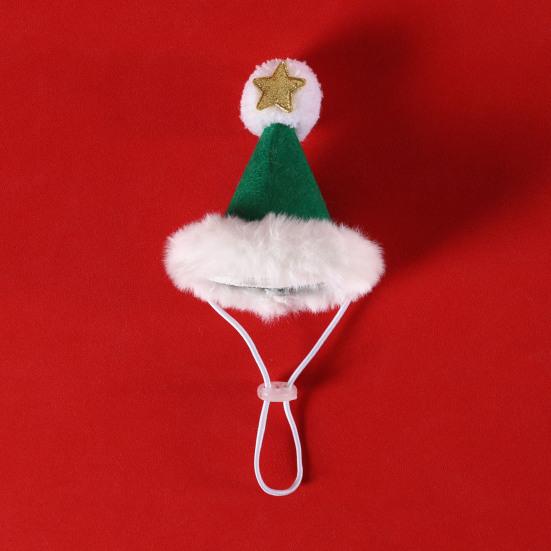 2 Τεμάχια/Σετ Καπέλο Χριστουγέννων για Κατοικίδια και Κασκόλ Ρυθμιζόμενο Καπέλο με Λευκό Πομπόν Πλεκτό Κασκόλ για Γάτες