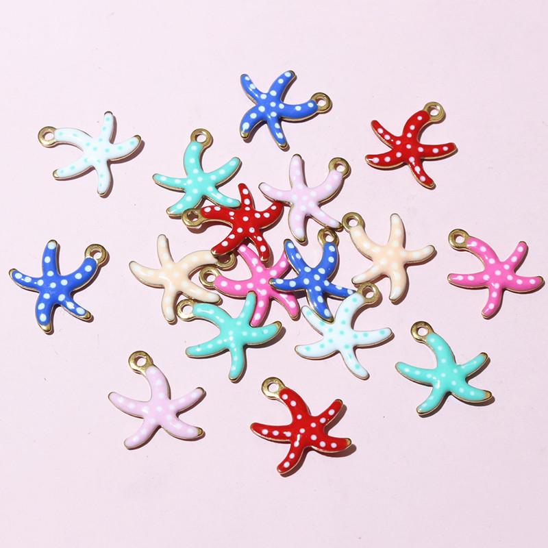 20pcs 10.5x10mm Stainless Steel Small Starfish Charms Pendant Enamel DIY Jewelry Making Accessories Findings Necklace Earrings