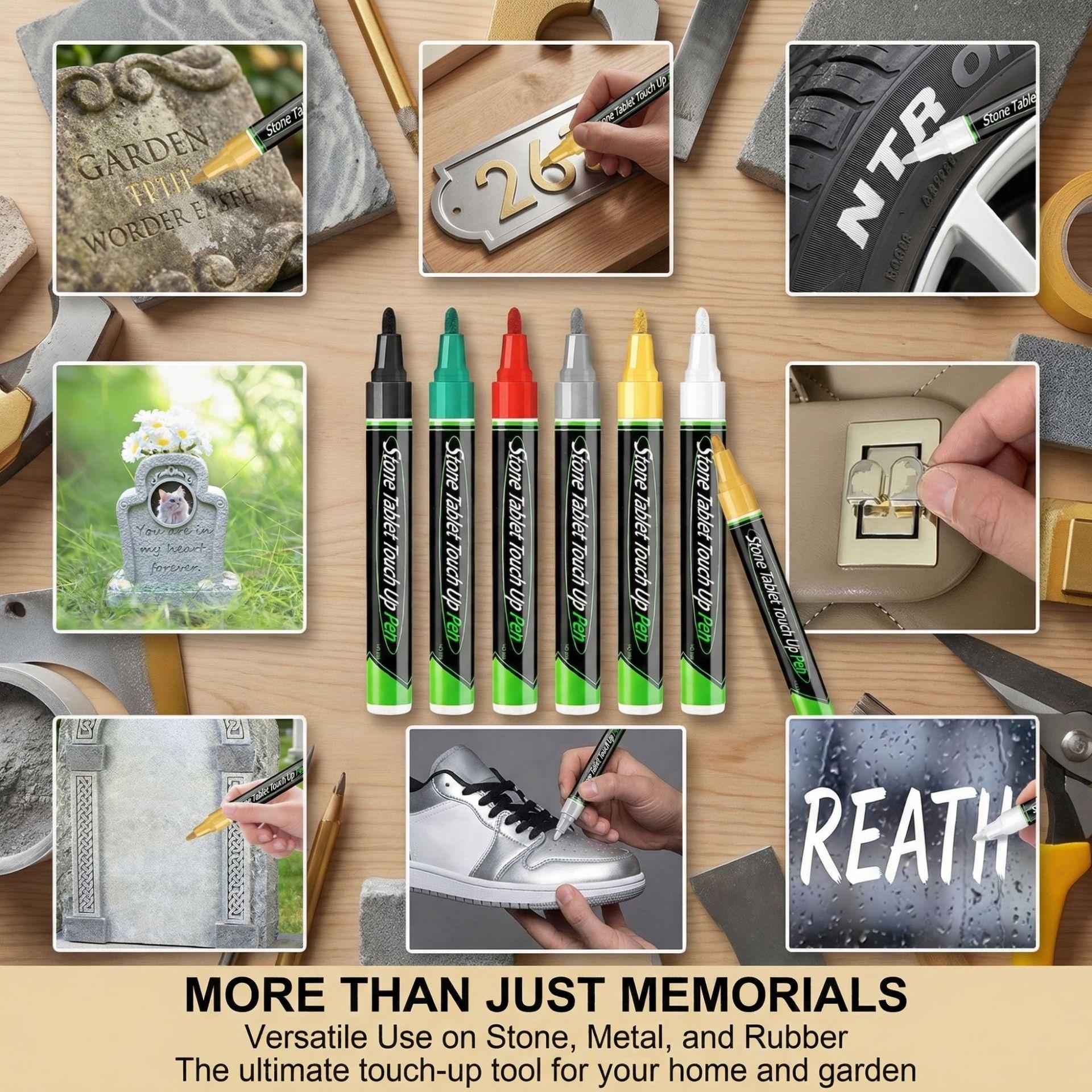Pet tombstone touch up paint pen, metal pen for repairing inscriptions, touch up paint, high temperature resistance, waterproof, not easy to fade