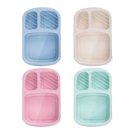 

4Pcs Divided Lunch Box 4-Compartment Snack Container with Lid BPA-Free Reusable Stackable Meal Prep Box for Work Travel Picnic 4pcs