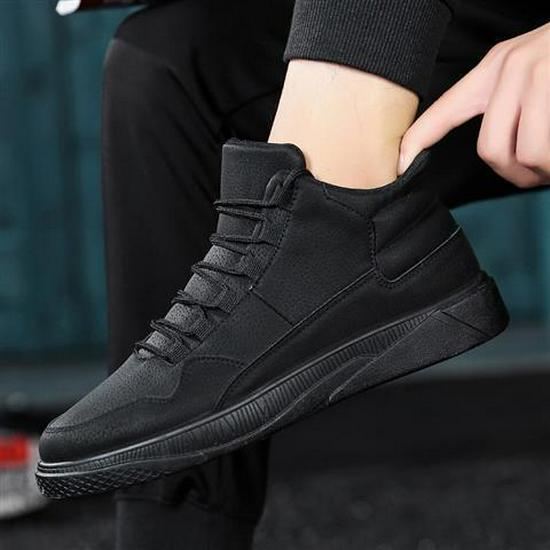 Zapatillas Deportivas de Caña Alta Rojas para Hombre - Estilo Coreano, Otoño/Invierno, con Terciopelo, Calzado Casual de Moda.