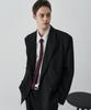 Draw Fit Dove Wool Tailored Double Blazer [Black]