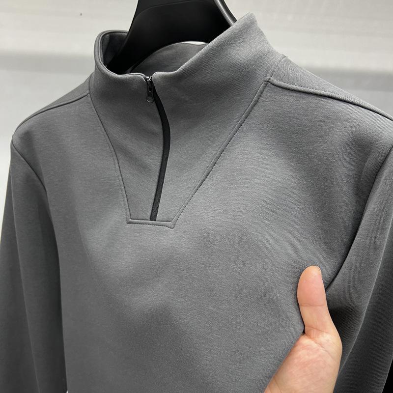 Men's Sweatshirt Solid Color Half Zipper Sweatshirt Men's Long-sleeved Jacket Zipper Base Shirt