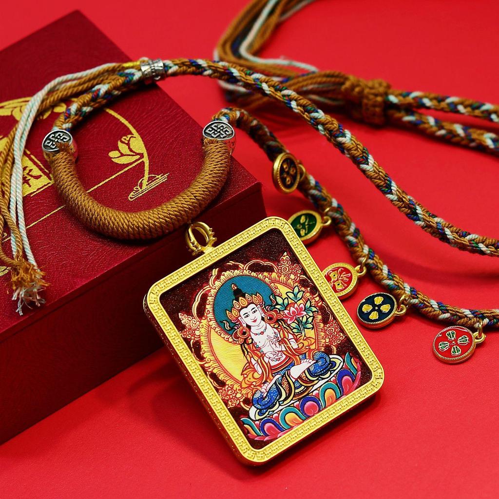 Hand-Painted Tibetan Zodiac Buddha Talisman Pendant Necklace