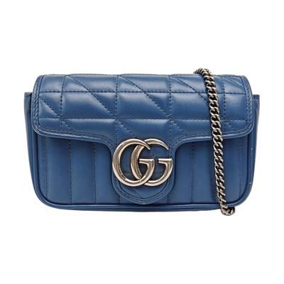 [Usato] Borsa a Spalla GG Marmont con Catena Logo Argentato, Trapuntata a Strisce Verticali in Pelle - Buono #1RPNWHZ