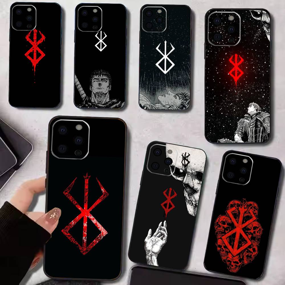 Berserk Guts icon Phone Case For iPhone 17, 16,15,14,13,12,11 Plus,Pro Max, Others Soft Black Cover