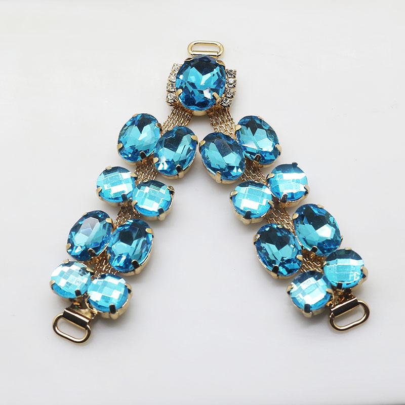 2018 New Charm 2pcs/lot 9.5CM Acrylic Chain DIY Garment sewing accessories Metal Crystal Rhinestone bikini Connectors buckle