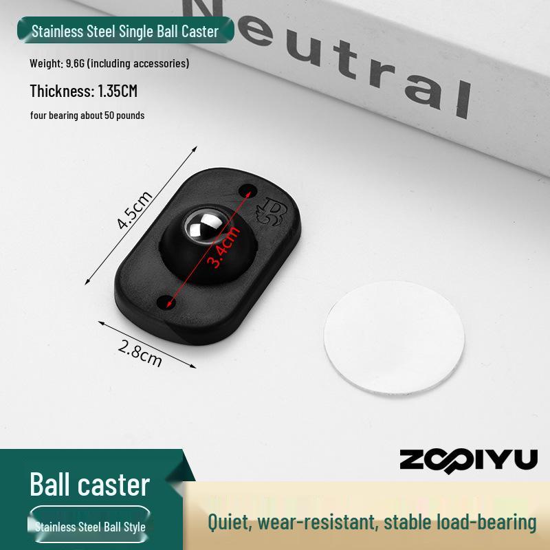 Universal Adhesive Caster Wheels, Silent, Wear-Resistant, Punch-Free Ball Bearings, Thickened Base for Household Use