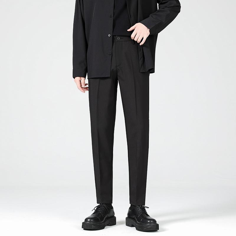 Pants Men's Spring and Autumn New Suit Pants Men's Slim Straight Pendant Versatile Casual Black Small Pants