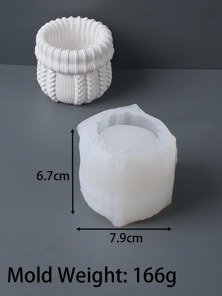 

Knitted Yarn Candle Jar Silicone Mold DIY Christmas Ornaments Sock Flowerpot Crafts Making Plaster Resin Storage Box Clay Molds