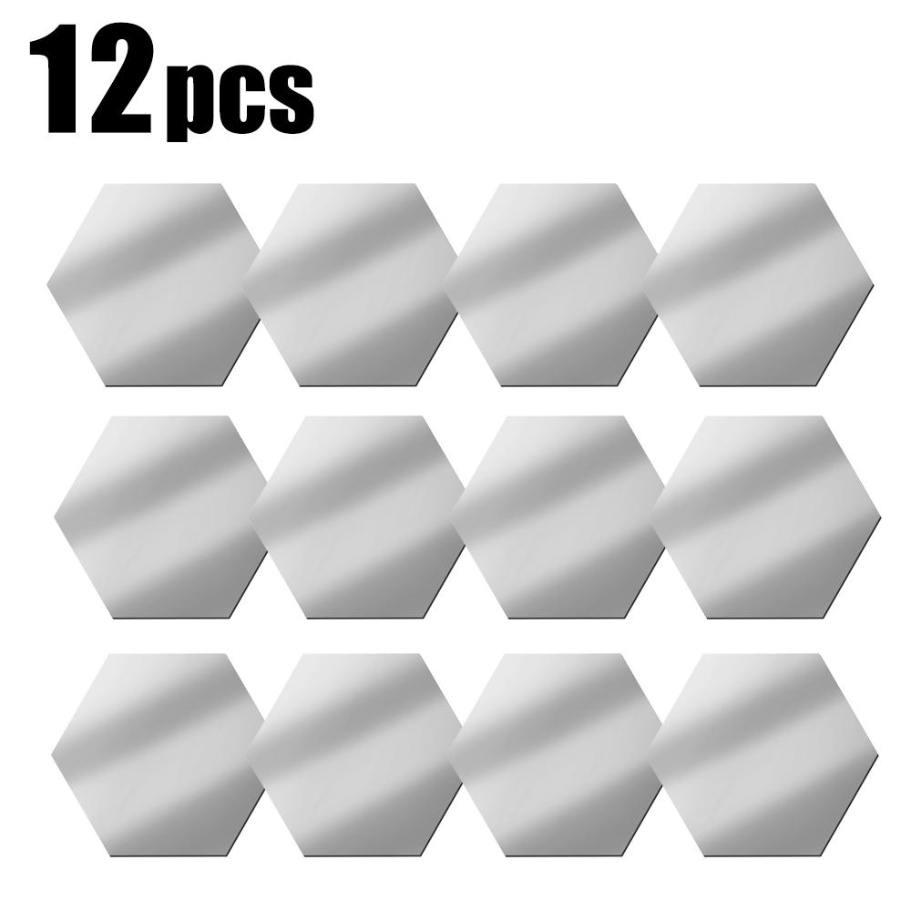 6/12pcs 3D Mirror Wall Stickers Hexagon Shape Acrylic Removable Wall Sticker Decal DIY Home Decoration Art Mirror Ornaments