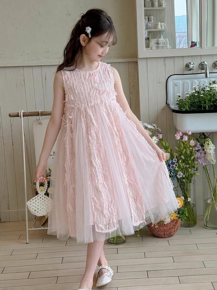 Girls' dress 26 summer new shiny mesh princess dress elegant fairy dress big children's dress