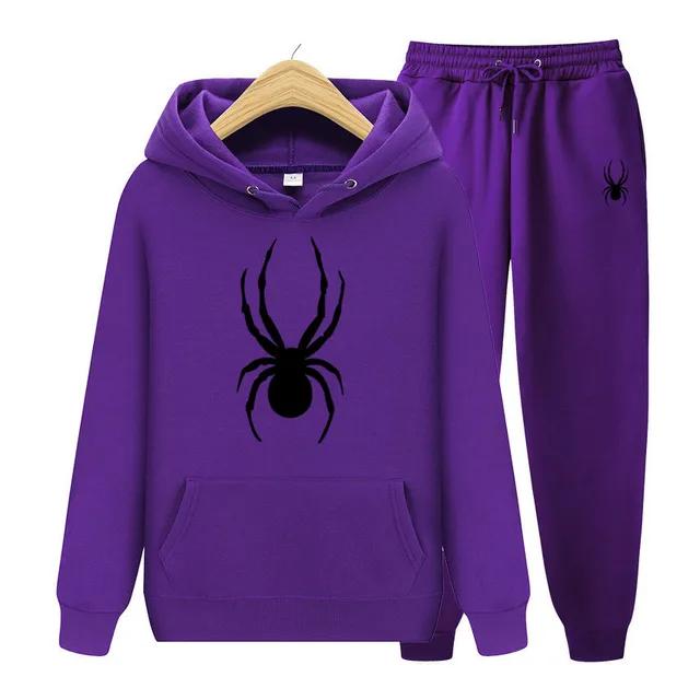 Spring and Autumn Men's And Women Suit Brand Fashion Spider Hoodie + Trousers Men's Casual Jogging Sportswear 2 Sets