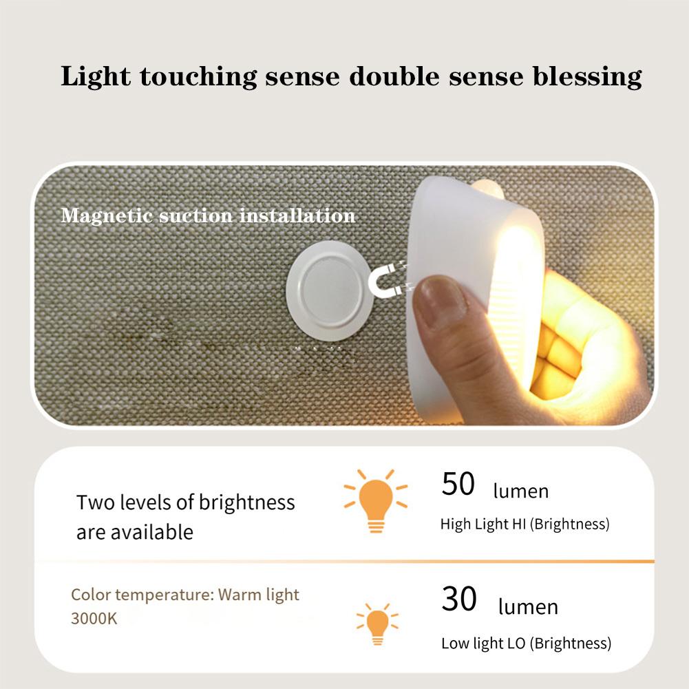 Motion Sensor Light Type-c Rechargeable 2200mA Battery Cordless Automatically Lights Up Safe Lights for Stairs Hallway Bathroom