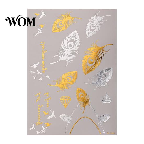 Decorative Body Art Decals Golden Silver-color Metallic Tattoo Sticker for Women Girls, Temporary Hypoallergenic Stickers Face Arm Decoration,