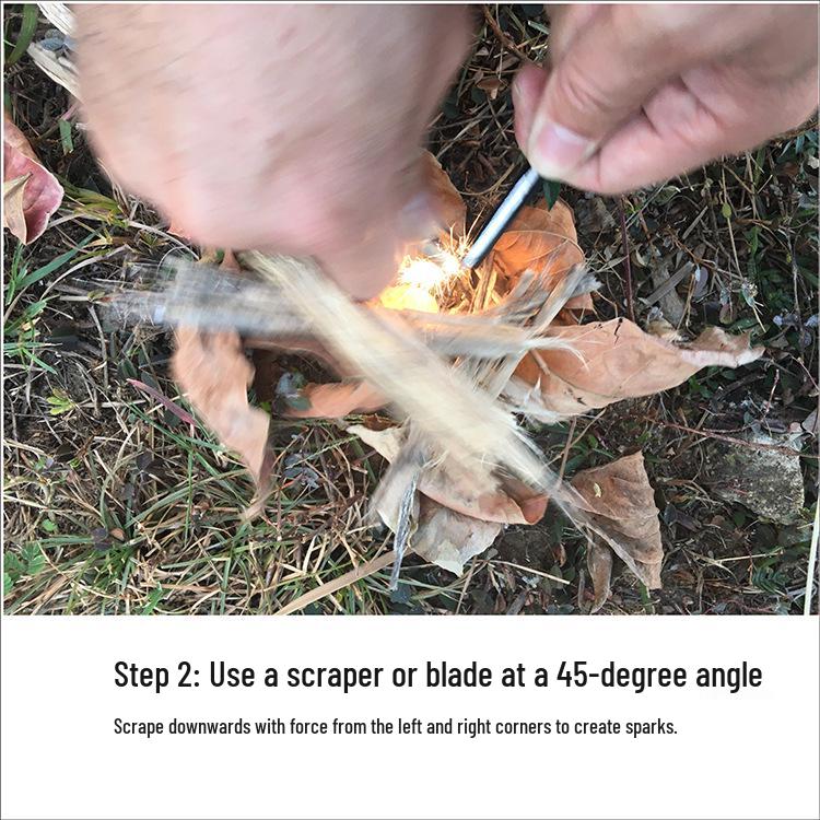 Outdoor Fire Starter with Scraper & 7-Core Paracord, 12.7*127mm Flint Magnesium Rod for Camping