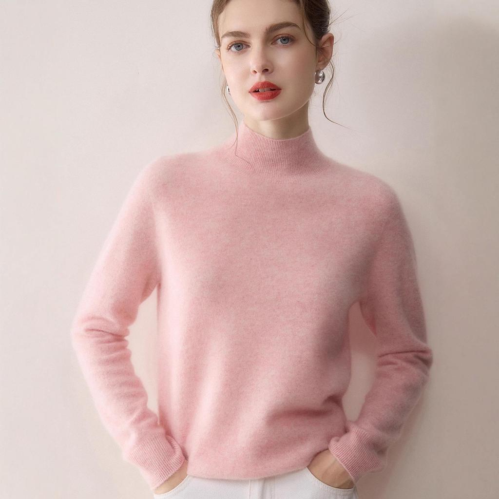 Women's 100% Pure Cashmere Solid Color Sweater - Versatile, Warm Knit Base Layer