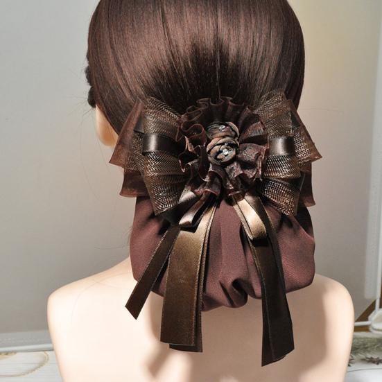 Lace Decorated Hair Accessories Bowknot Flower Decor Mesh Bag Hair