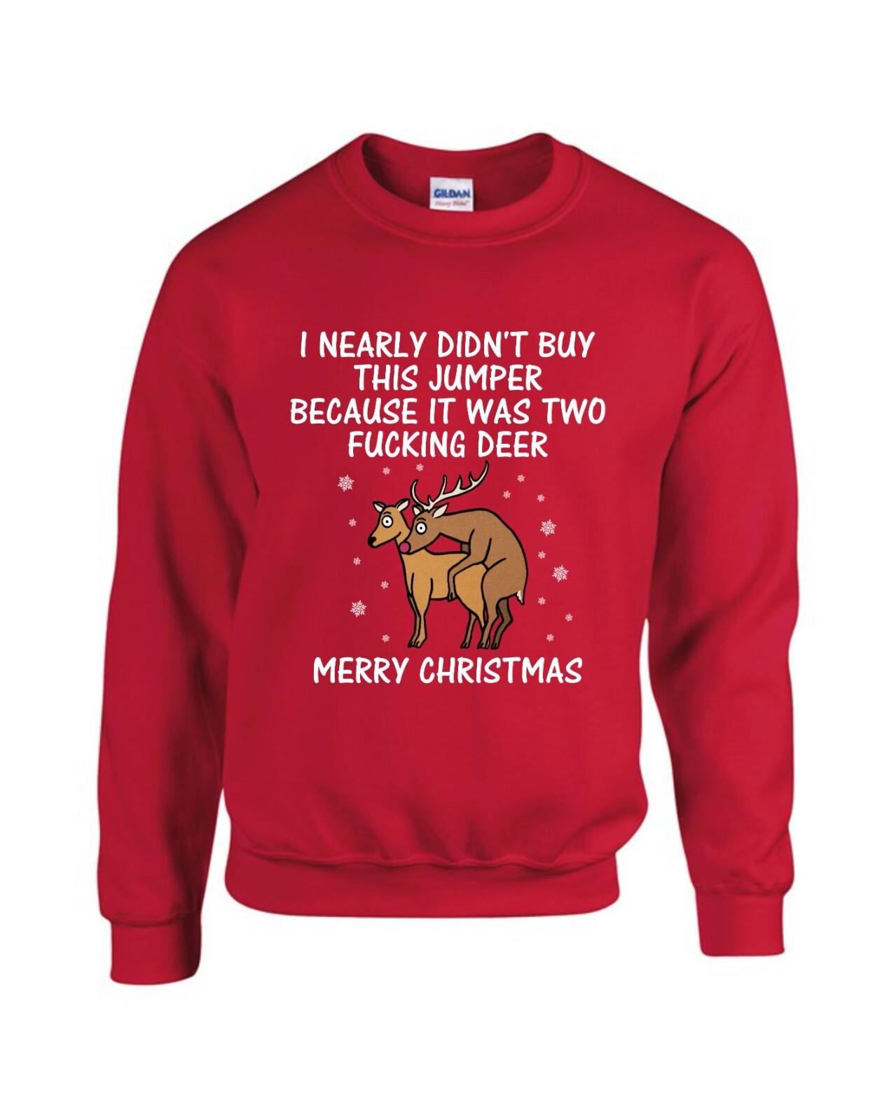 

Two Fu*king Deers Ugly Christmas T-Shirt, Merry Christmas Santa Xmas Sweatshirt Unisex T-Shirt XXXXL