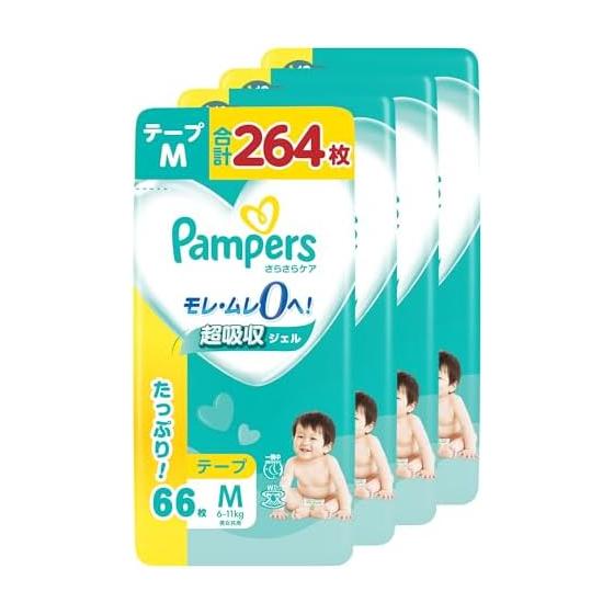 Pampers [Tape M Size] Diaper Smooth Care (6~11kg) 264 sheets (66 sheets x 4 packs) [Case item] [Amazon.co.jp exclusive]