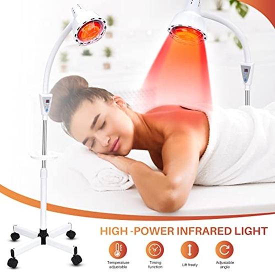 Infrared Light Therapy 275W Red Infrared Therapy Lamp for Body or Pain Therapy Device with Timer and Adjustable Height Stand