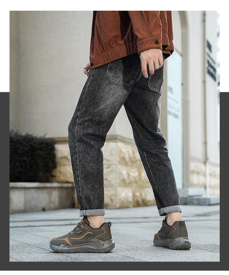 Men's Shoes Autumn and Winter Outdoor Sports Shoes Men's New Leather Non-slip Hiking Low-top Casual Shoes Men's Trendy Shoes