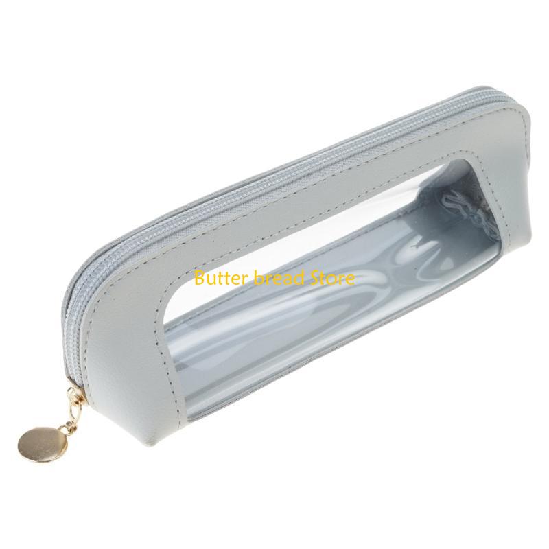 W89C Multifunctional Pen Lightweight Clear PU Pencil Bag Zippered Pencil Case