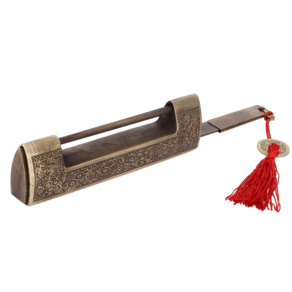 Chinese Antique Lock Retro Spacing 9cm/3.5in Classic Pattern Brass Horizontal Padlock Lock for Gift
