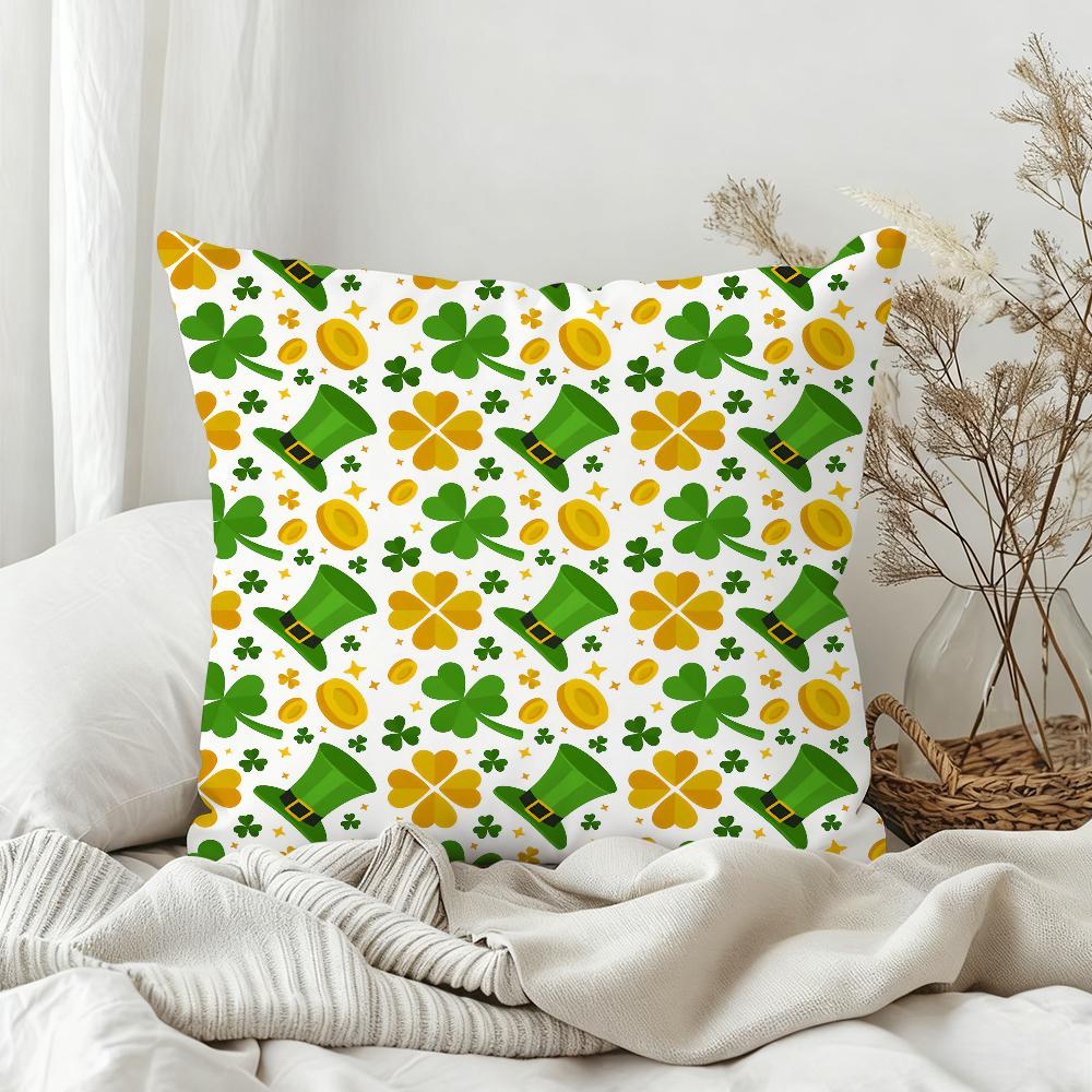 Happy Green St.Patrick'S Day Pillow Case Sofa Living Room Bedroom Headboard Backrest Square Cushion Nap Time