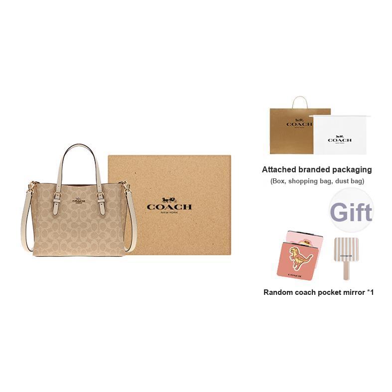 Coach Mollie Brand Logo Detachable Shoulder Strap Coated Canvas Tote Bag Shopping Bag Shoulder Crossbody Handbag 25 Women Tote Sand Chalk CV965-IMXDM