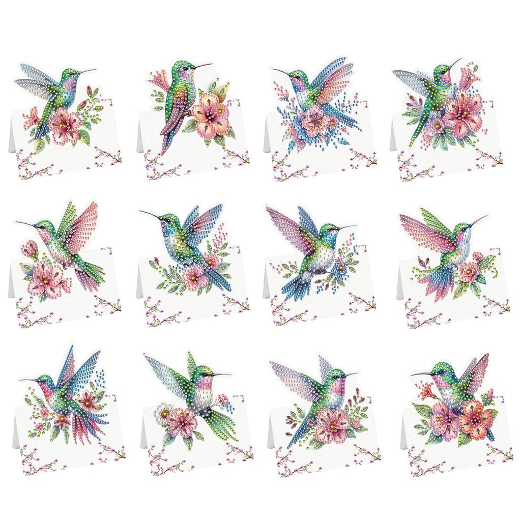 12pcs Flower Butterfly DIY Diamond Art Handmade Cards with Envelopes Diamond Painting Cards for Adult Beginner Holiday Blessing
