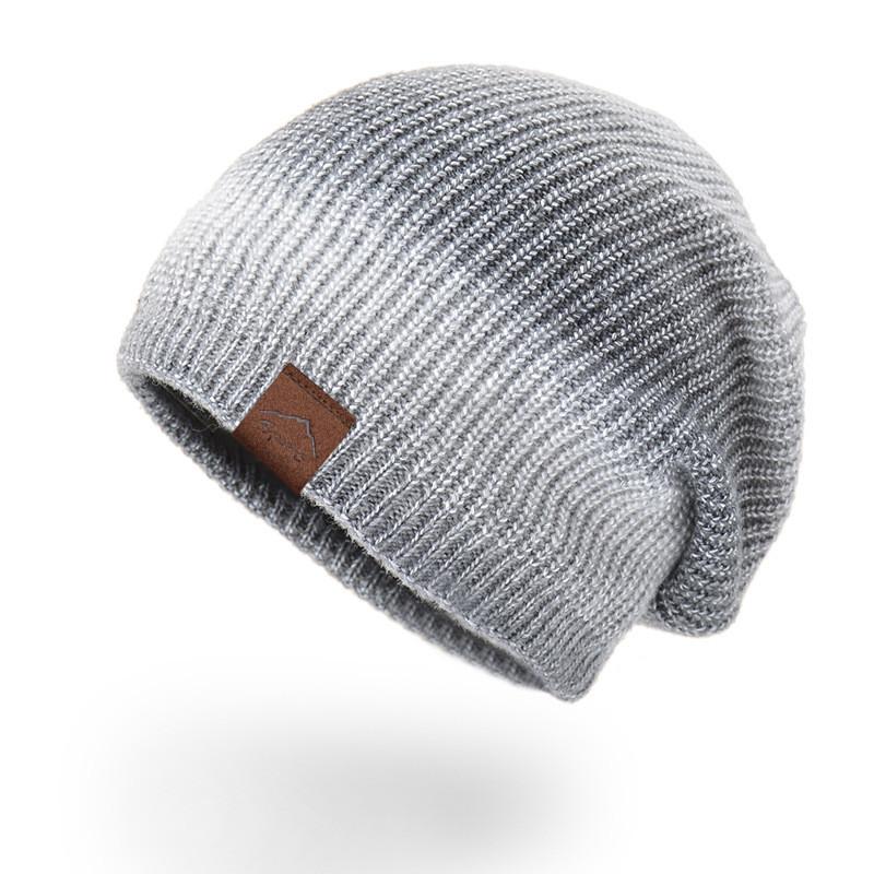 Gradient Color Knit Cap For Women Windproof Warm Winter Fashion Accessory серый