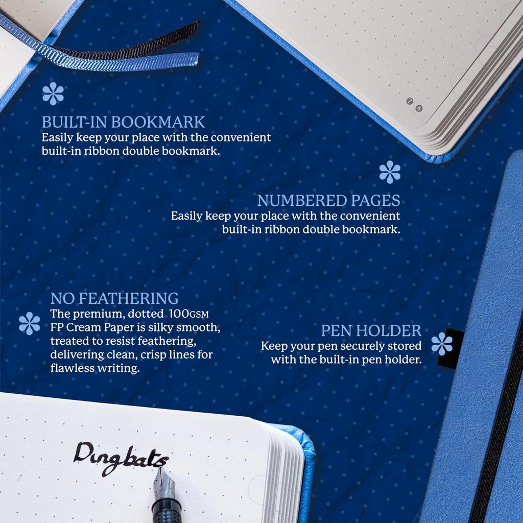 Dingbats Earth Dot A5 Medium Sky Blue Great Barrier Reef Hardcover Cream 100gsm Inkproof Paper Numbered Index Key Pages - Notebook, - - - Pages, &
