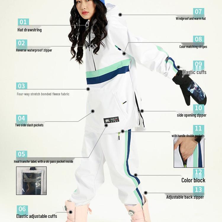 Women's 2023 Winter Ski Suit Set: Windproof, Waterproof, Fashionable, Thick, and Slimming for Couples