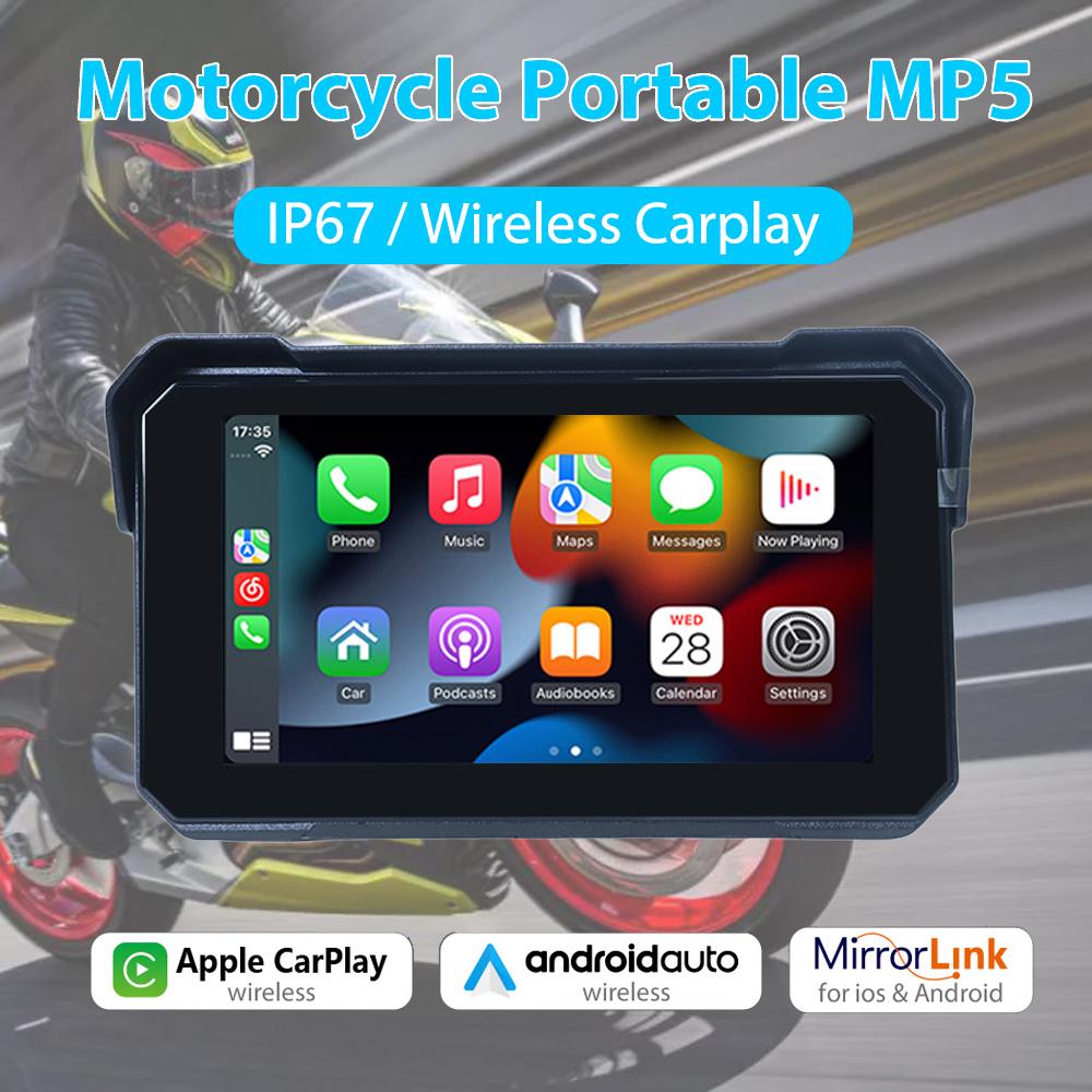 

Portable 5 inch IP67 Waterproof Motorcycle Navigation GPS Wireless Carplay Android Auto Drive Recorder Moto DVR Monitor чорний