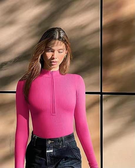 

Комбинезон с длинными рукавами. Сексуальный комбинезон в рубчик с застежкой-молнией спереди. Топ с длинными рукавами. L