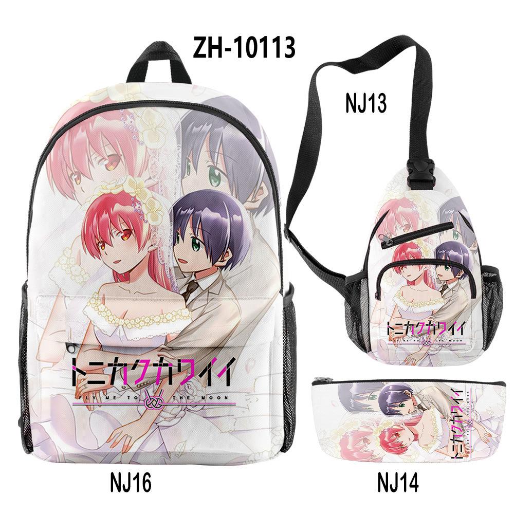 Classique Nouveauté Particulier Cool Tonikawa Kawaii Impression 3D 3pcs/Ensemble élève Sacs d'école Voyage Sac à dos pour ordinateur portable Sac de poitrine Trousse