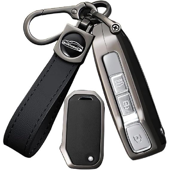 

SANRILY Keyless Metal 3/4 Button Flip Key Fob Cover Compatible with Kia Forte 2021 2022 Soul Sorento Sportage Telluride Cerato K5 Sports GT NIRO with Black-keyring B