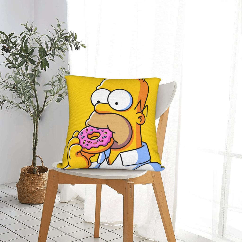 Pillow Case S-Simpsons Homer Eating Donut Graphic Pillow Cover For Wedding Party Home Decor Funny Pillowcases