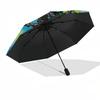 1pc Automatic Folding Umbrella with Neon Green Splatter Design, Portable 3-Fold Design, 8-Rib Iron Frame, Outdoor, Ideal Gift for Fans, Travelers, Dai