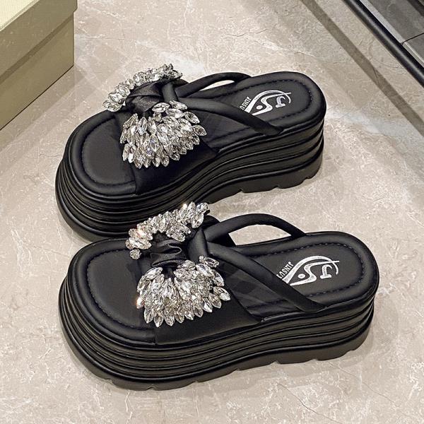 Fashion Slippers Women Summer Platform Butterfly-Knot Shoes Glitter Slides Pantofle Soft Jelly 2025 Crystal Butterfly-knot Shoes Woman 2