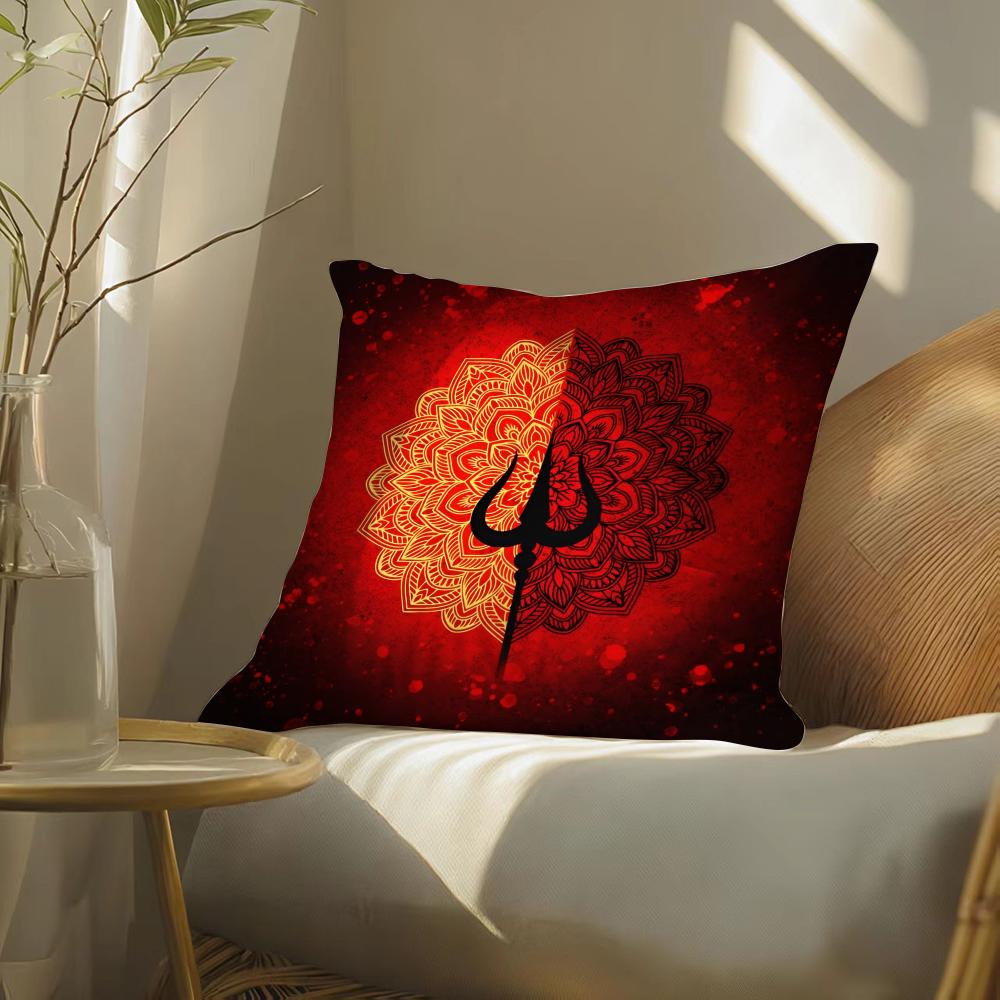 The Shiva Trident Cushion Cover Soft Short Plush Pillow Cover Smooth Cozy Texture Aesthetic Cushion Case Home Decor